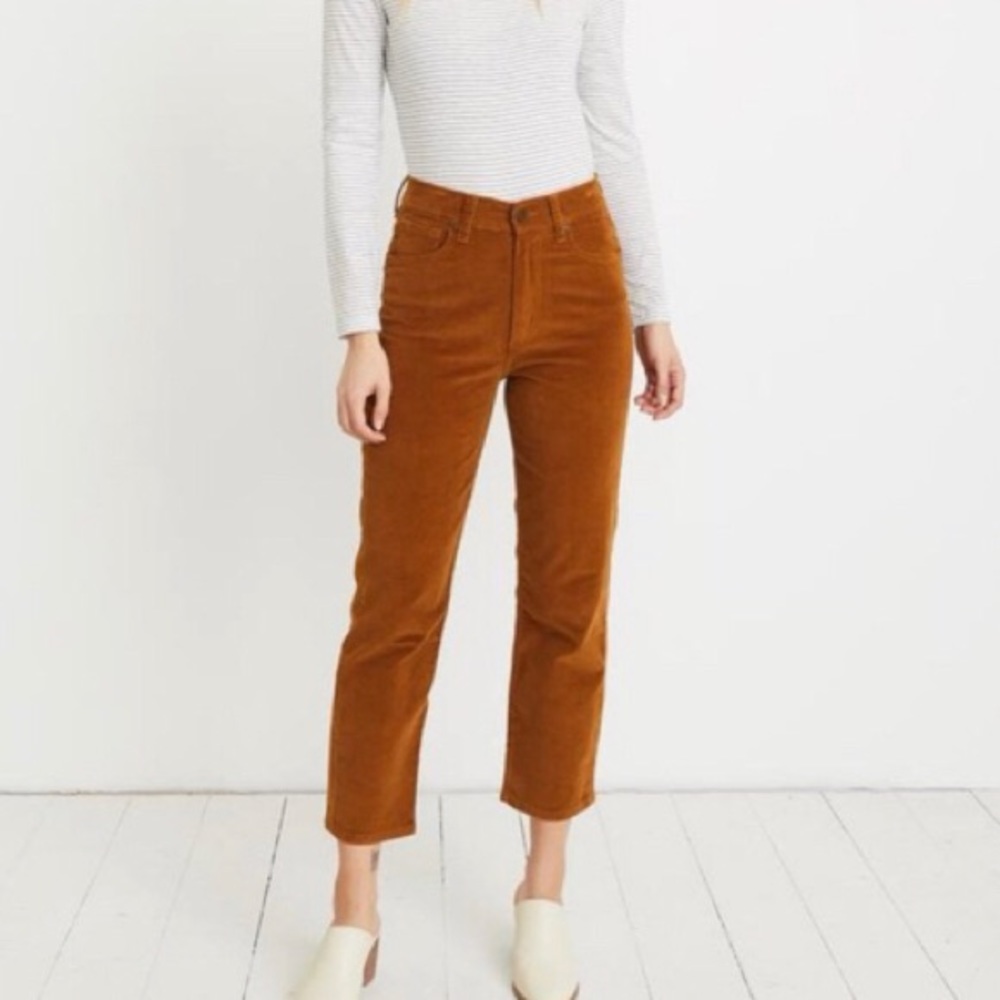 Marine Layer Women's Straight-Leg Corduroy Pants in Rust